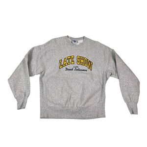 Vintage Late Show David Letterman Sweatshirt Gray Lee Crossgrain 90s